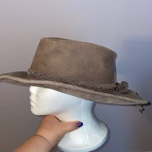 Genuine Leather Suede Distressed Wide Brim Cowboy Hat Outdoor size XXL